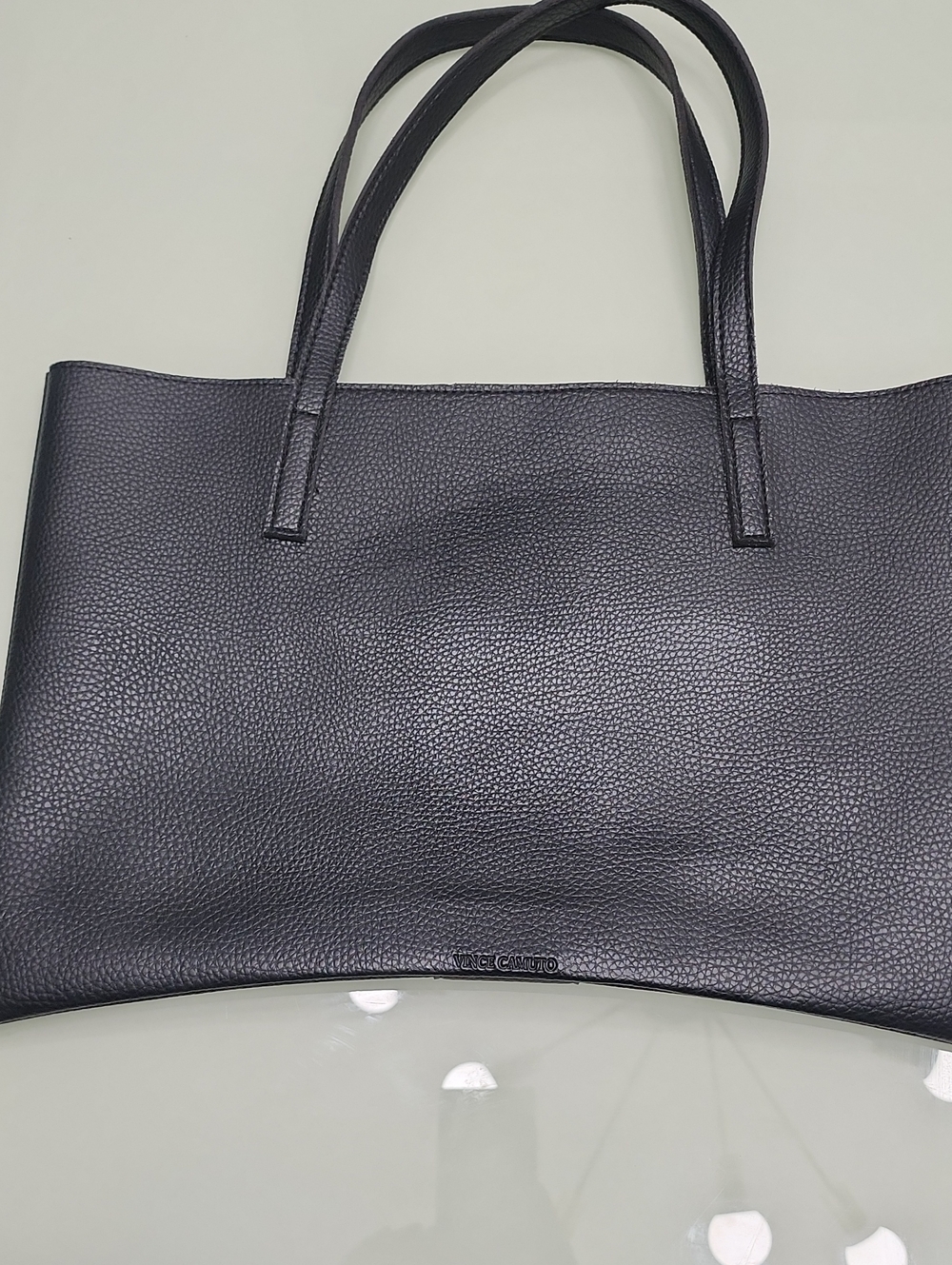 Vince Camuto Black Pebbled Leather Tote